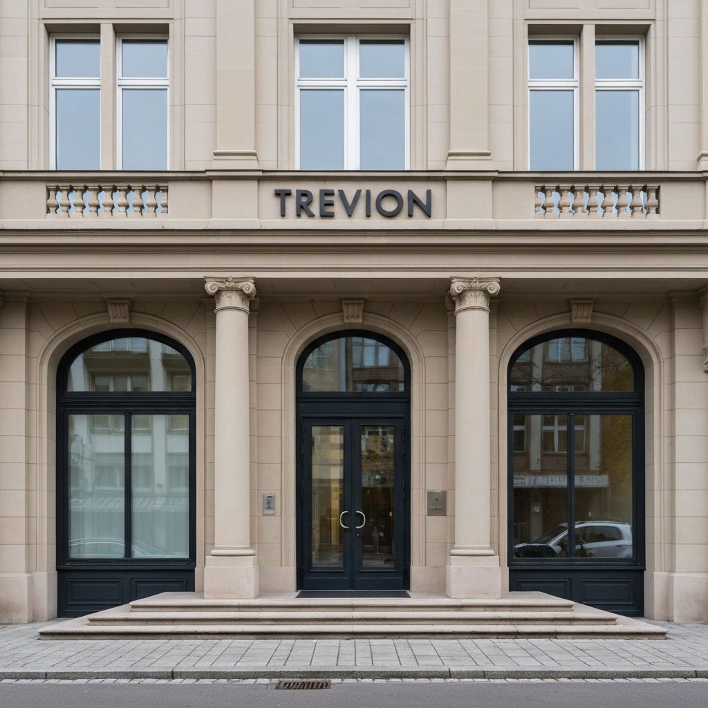 Institutionelle Gebäudefassade der Trevion, professionelle Architektur, Glaubwürdigkeit und Expertise